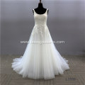 Sleeveless White backless Lace Wedding Dress for bride Champagne color